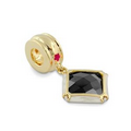 Lauren G. Adams Gabriella Black Cubic Zirconium Square Charm W/ Gold Bead & White Enamel